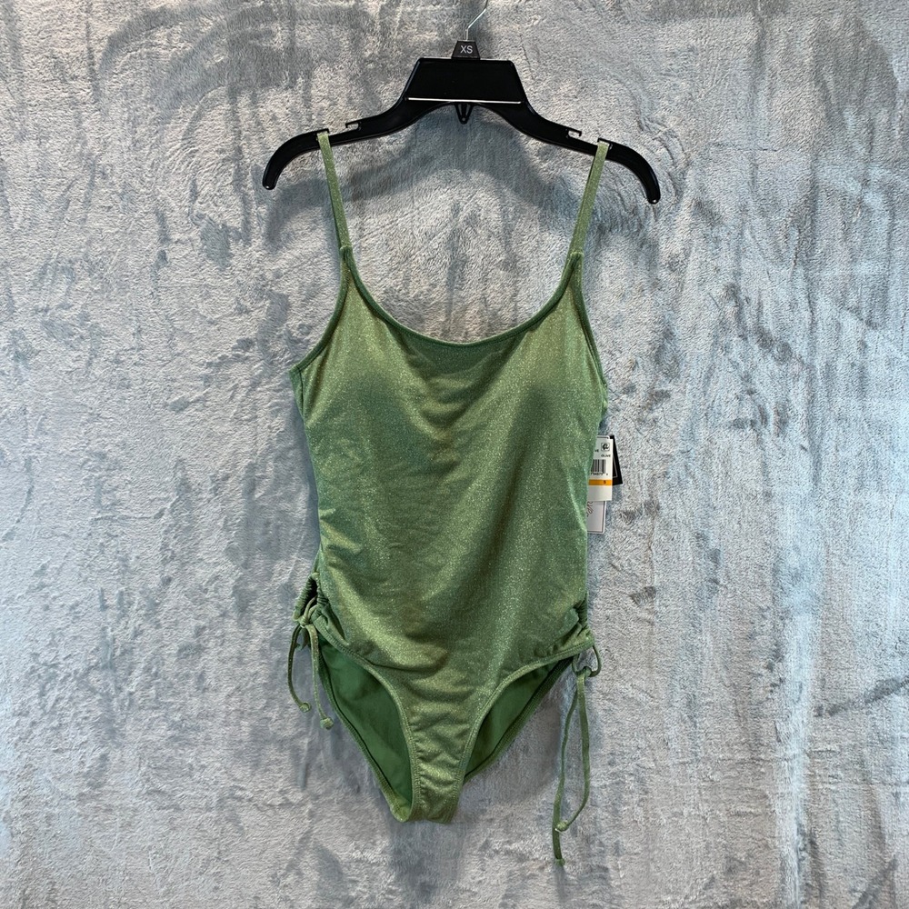 Salt & Cove Womens Metallic Olive Green One Piece Swimsuit SC25078G Small